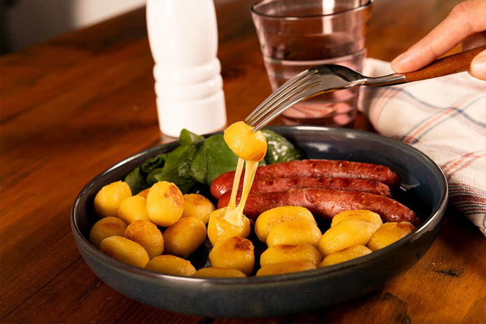 ñoquis con salchichas