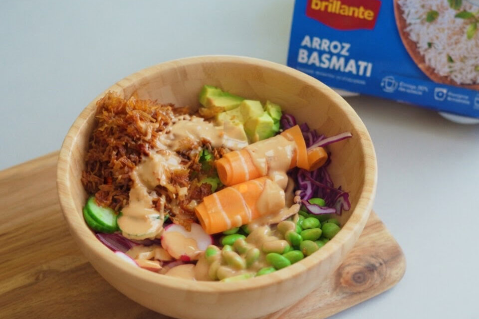ensalada de arroz crujiente en airfryer